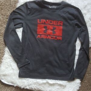 Under Armour Heat Gear Shirt long sleeve gray red Boys Size Large